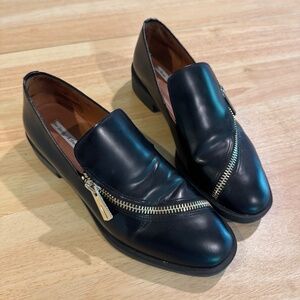 & Other Stories Black Leather Zipper loafers size 36